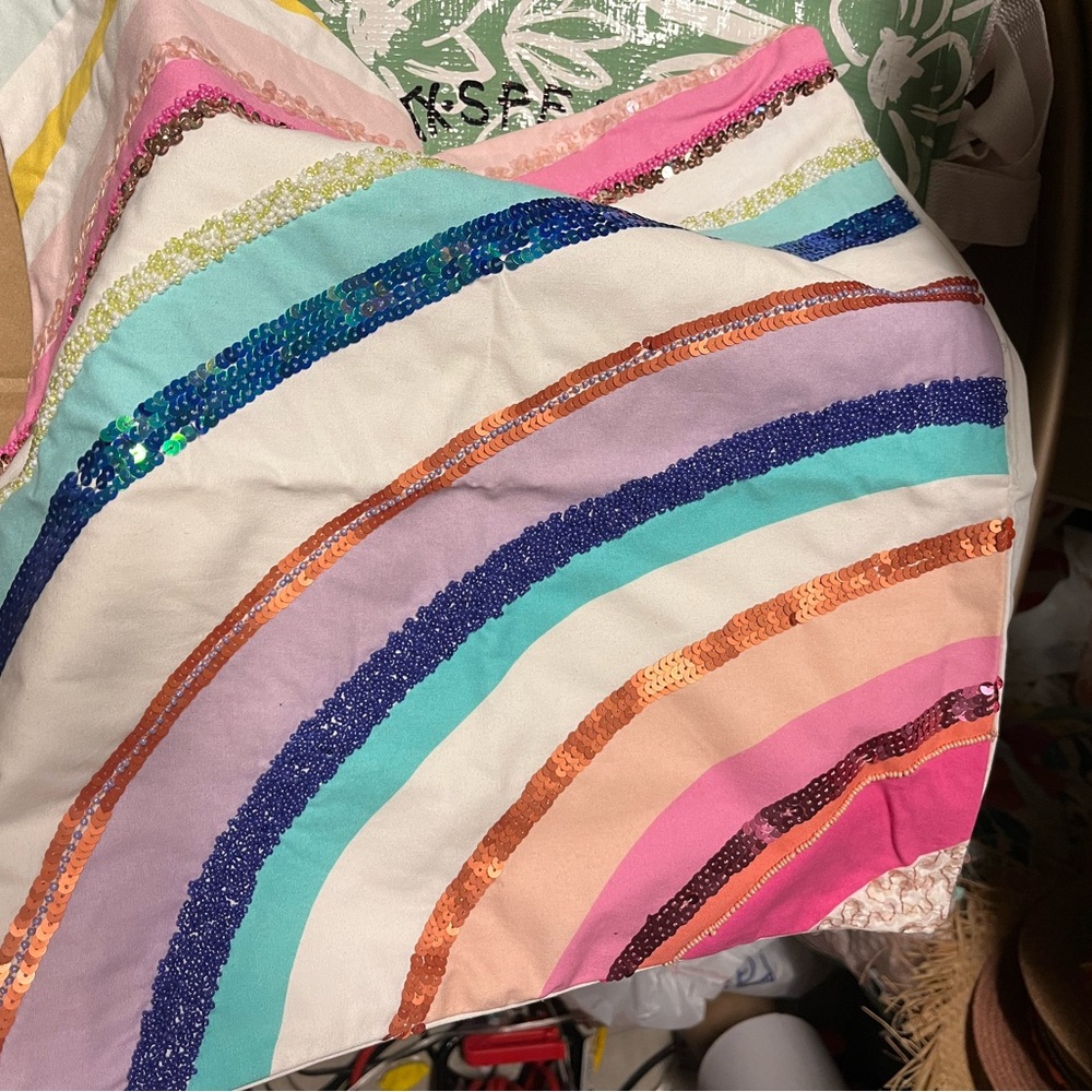 Pottery Barn Teen Rainbow sequins Pillow cover